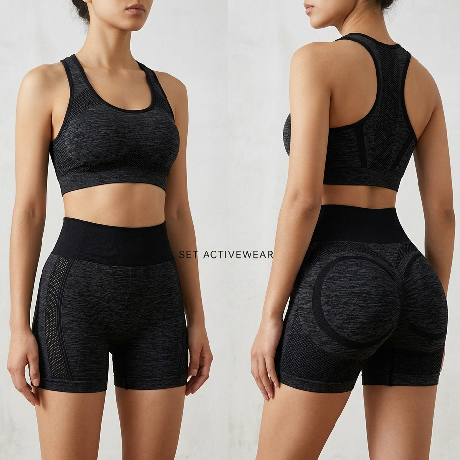 Completo Palestra Donna Seamless – Top Sportivo e Pantaloncini Modellanti